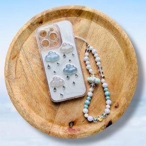Telefoonhoesje - bleke kleuren - hoesje en telefoonjuweel - hartpatroon - iPhone - telefoonhoesje - telefoonriem