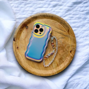 Telefoonhoesje en juweel - holografisch golvend randhoesje - alleen of in duo - telefoonhoesje - iPhone hoesje