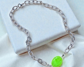 Silver stainless steel necklace | Customizable interchangeable charms | Handmade fashion jewelry for women