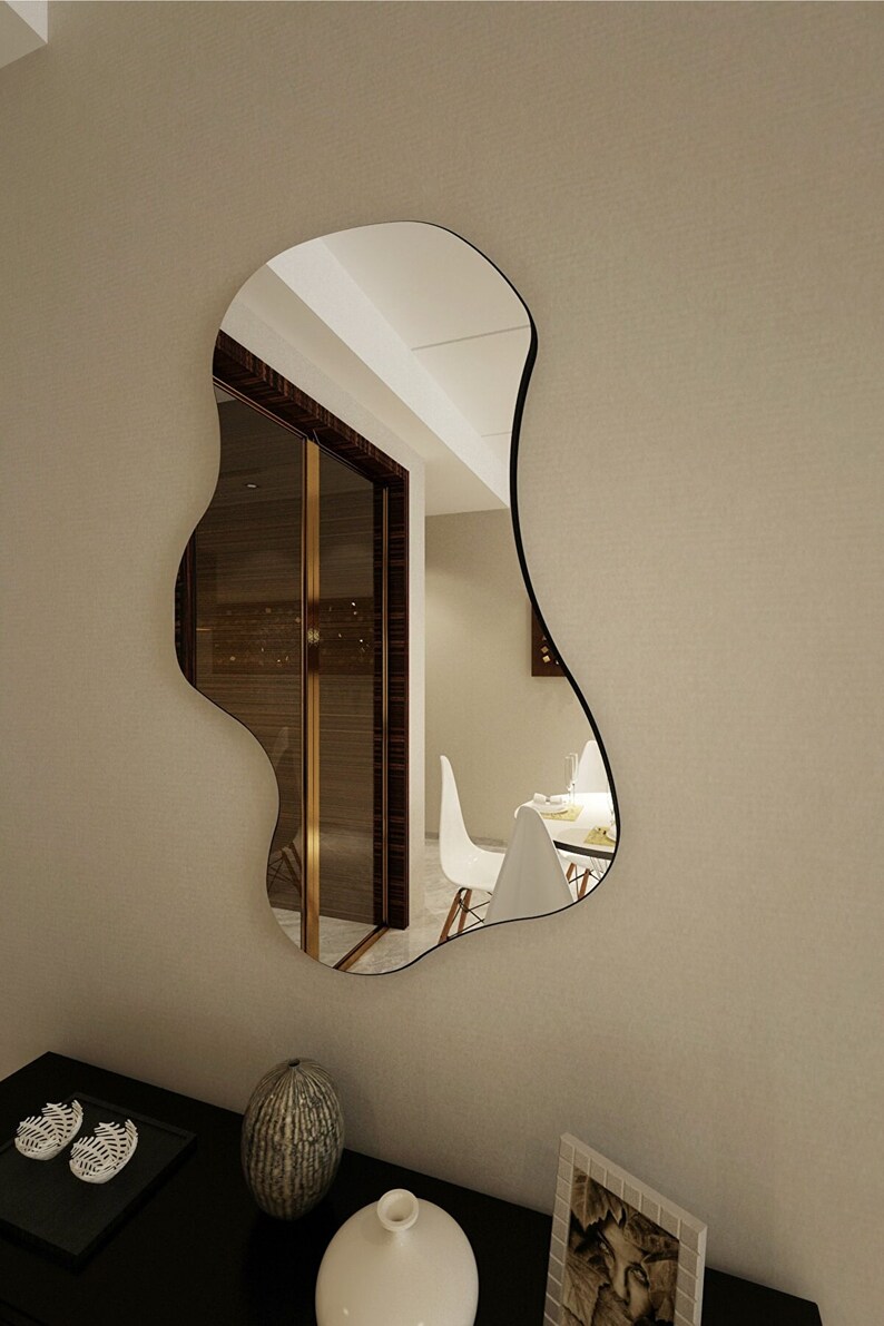 Asymmetrical Wavy Mirror for Wall Irregular Mirror Aesthetic Etsy