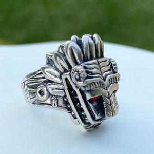 Quetzalcóatl Azteca - Anillo Maya Kukulkan Plata Sólida 925 / Azteca - Maya Anillo Plata 925 México