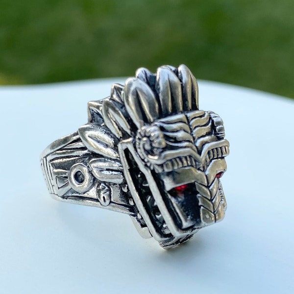 Quetzalcoatl Aztec - Kukulkan Mayan Ring Solid Silver 925 / Azteca - Maya Anillo Plata 925 Mexico