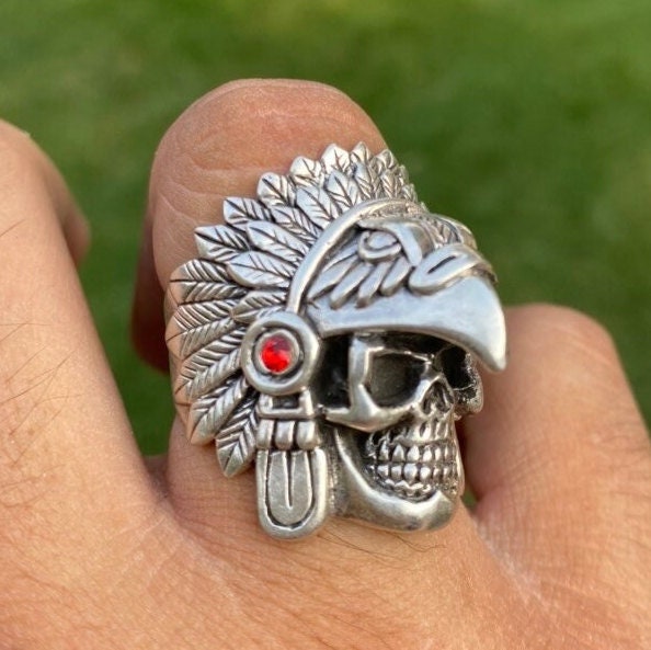 Aztec Jaguar Warrior Skull Ring – Wyvern's Hoard