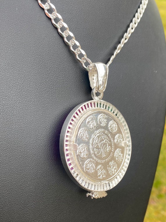 Centenario Eagle CZ 925 Mexico Silver Bazel Pendant + Cuban