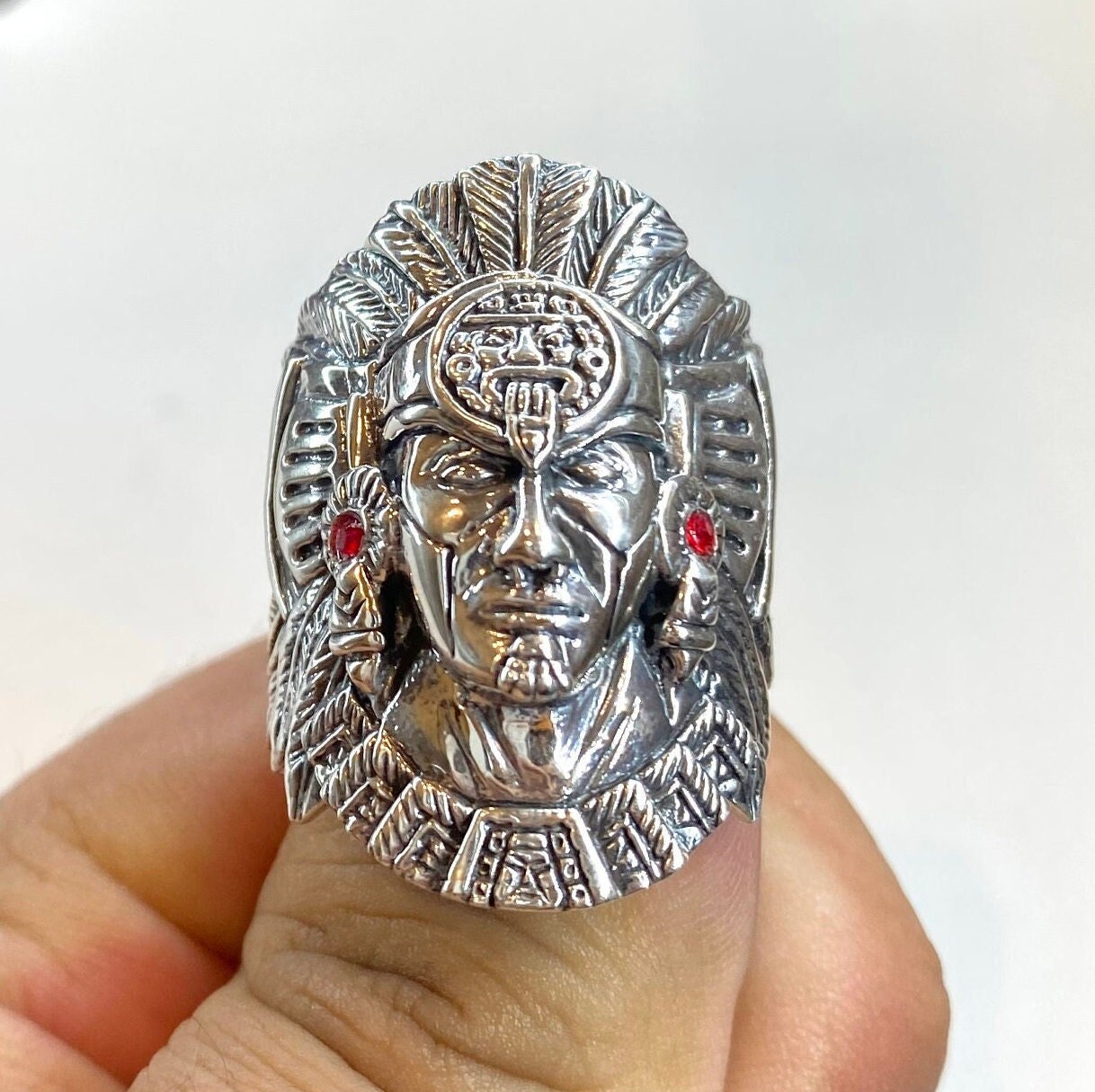 Aztec Sun God Warrior Ring Silver 925 Anillo Tonatiuh Sol Dios Azteca ...