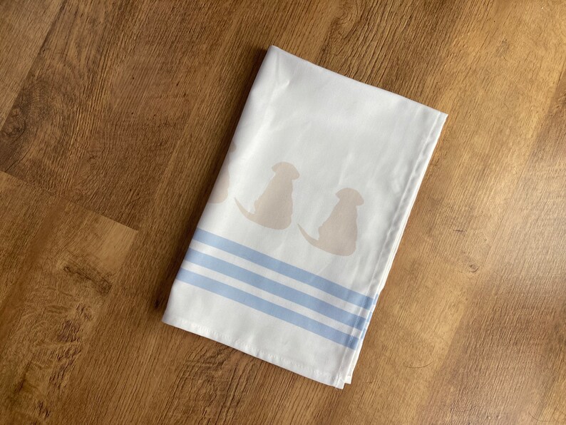 Labrador Tea Towel: White Cotton with Yellow Puppy Motif image 2
