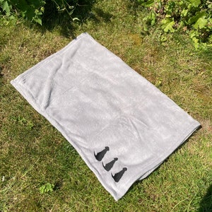Silver Grey Dog Blanket: Embroidered Labrador Puppy Throw image 8
