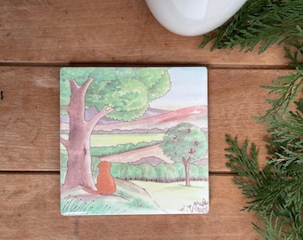 Dog Lover Coaster, Watercolour Dog Art, Gift for Dog Lovers, cottage home decor