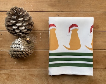 Fox Red Labrador Christmas Tea Towel: Dog Lover Kitchen Gift