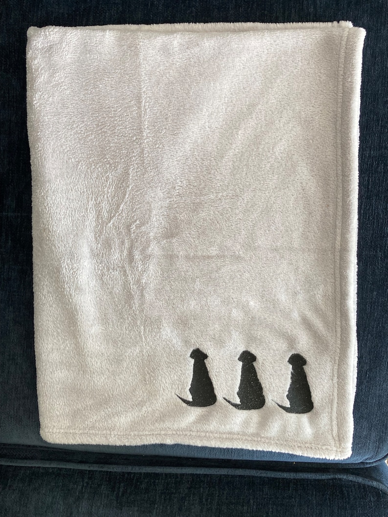 Silver Grey Dog Blanket: Embroidered Labrador Puppy Throw image 5