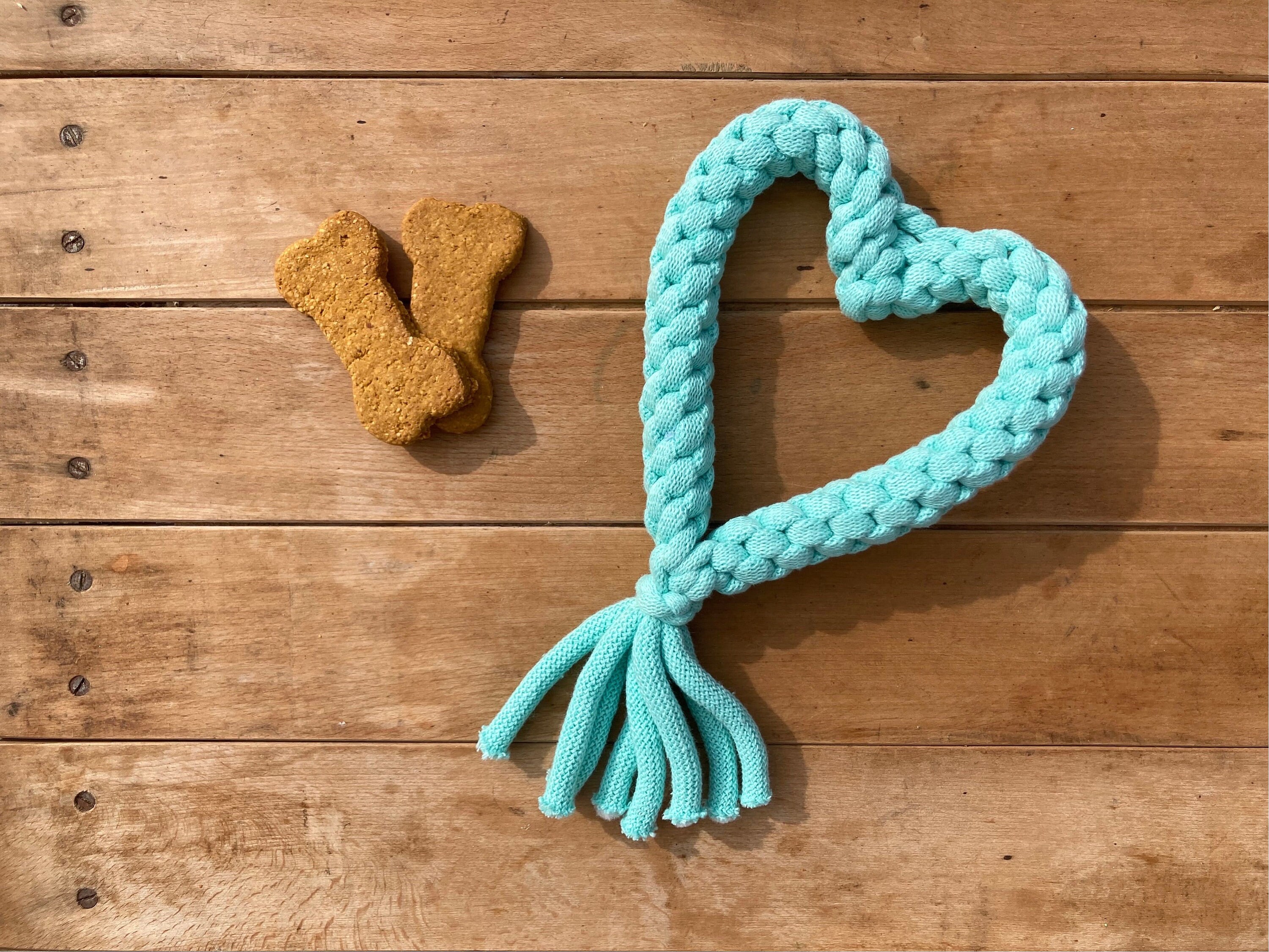 Recycled Cotton Dog Toy, Dog Gifts, Valentines Dog Toy, Recycled Dog