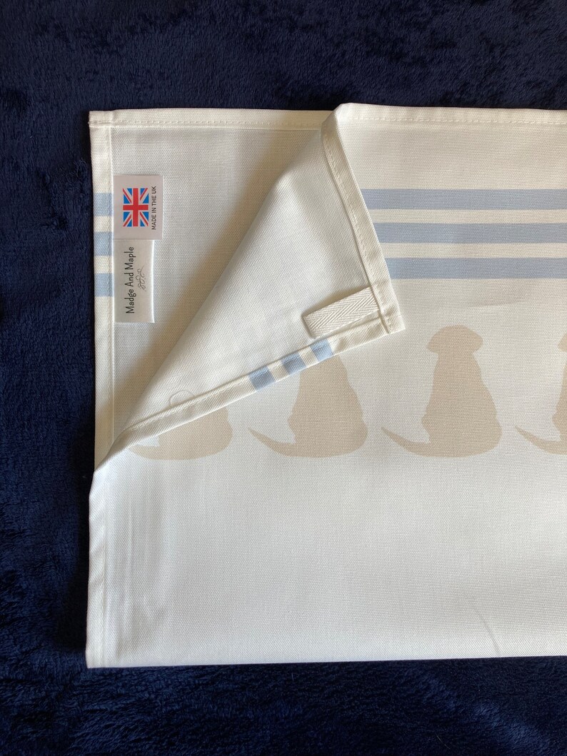 Labrador Tea Towel: White Cotton with Yellow Puppy Motif image 6