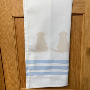 Labrador Tea Towel: White Cotton with Yellow Puppy Motif image 5