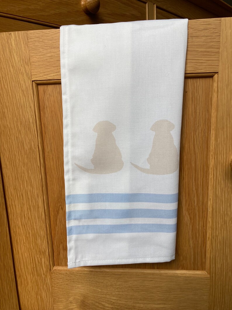 Labrador Tea Towel: White Cotton with Yellow Puppy Motif image 5