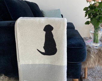 Recycled Cotton Labrador Throw: Grey and Cream Dog Lover Gift