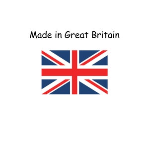 May include: A red, white, and blue Union Jack flag with the text "Made in Great Britain" above it.
