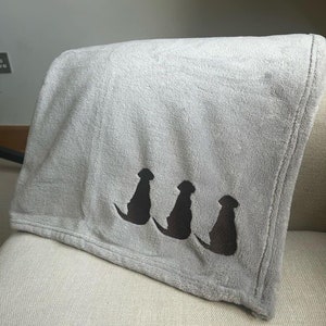 Silver Grey Dog Blanket: Embroidered Labrador Puppy Throw image 10