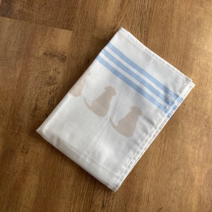 Labrador Tea Towel: White Cotton with Yellow Puppy Motif image 9