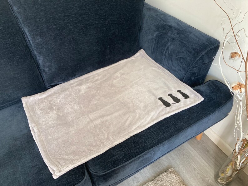 Silver Grey Dog Blanket: Embroidered Labrador Puppy Throw image 4