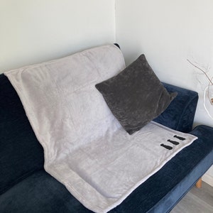 Silver Grey Dog Blanket: Embroidered Labrador Puppy Throw image 2