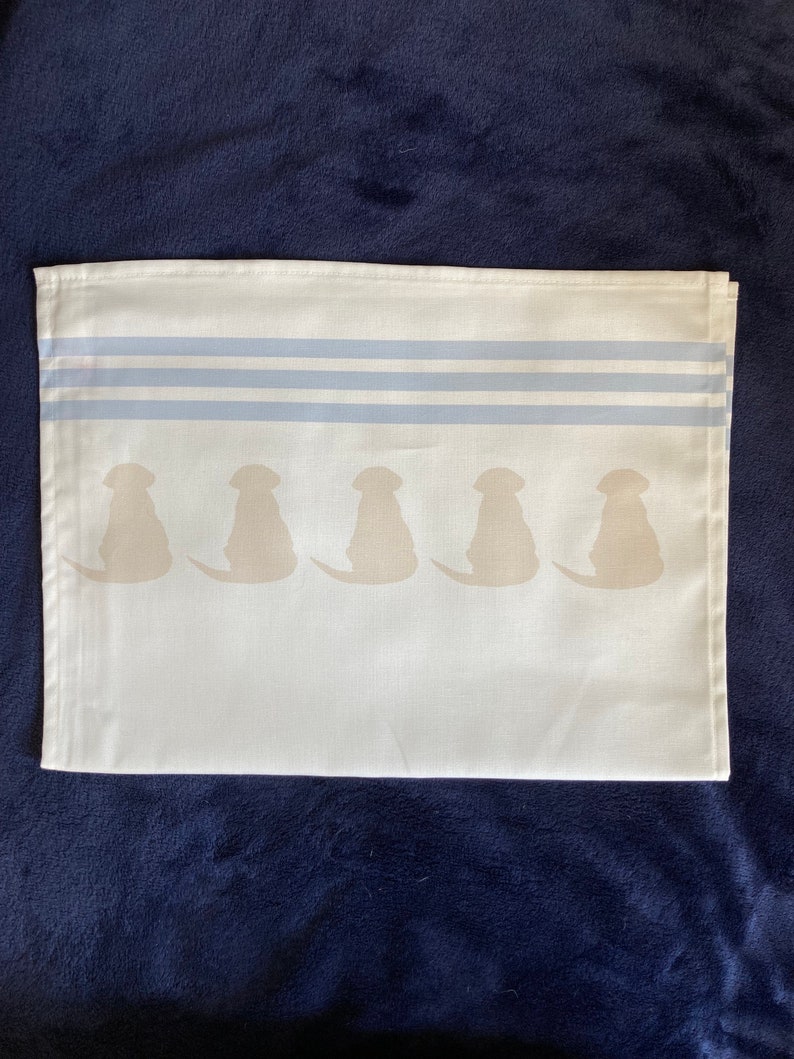 Labrador Tea Towel: White Cotton with Yellow Puppy Motif image 8