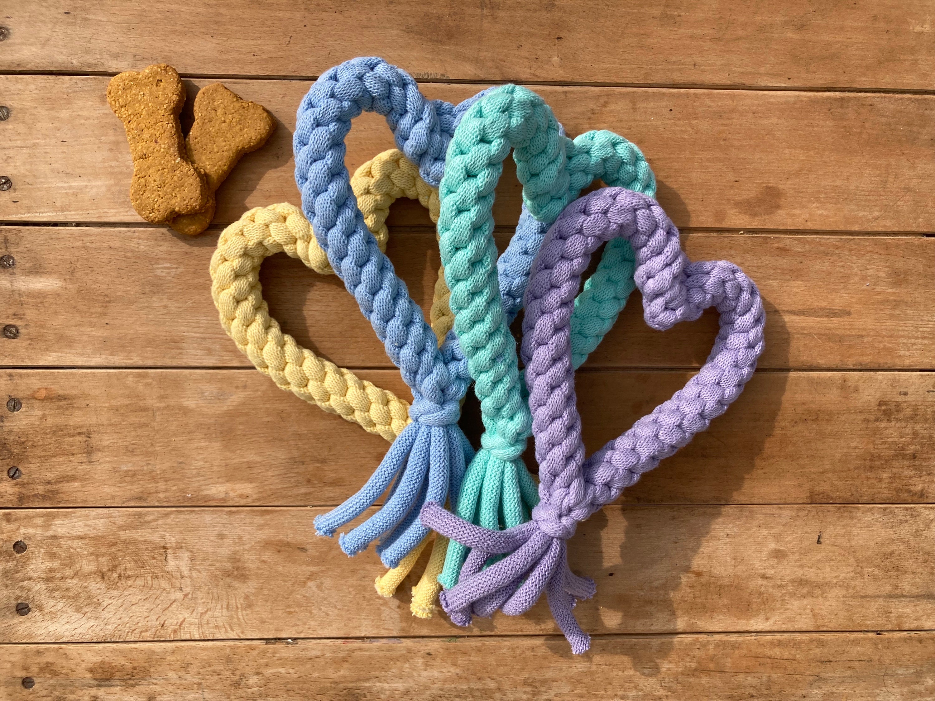 Recycled Cotton Dog Toy, Dog Gifts, Valentines Dog Toy, Recycled Dog