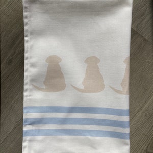 Labrador Tea Towel: White Cotton with Yellow Puppy Motif image 4