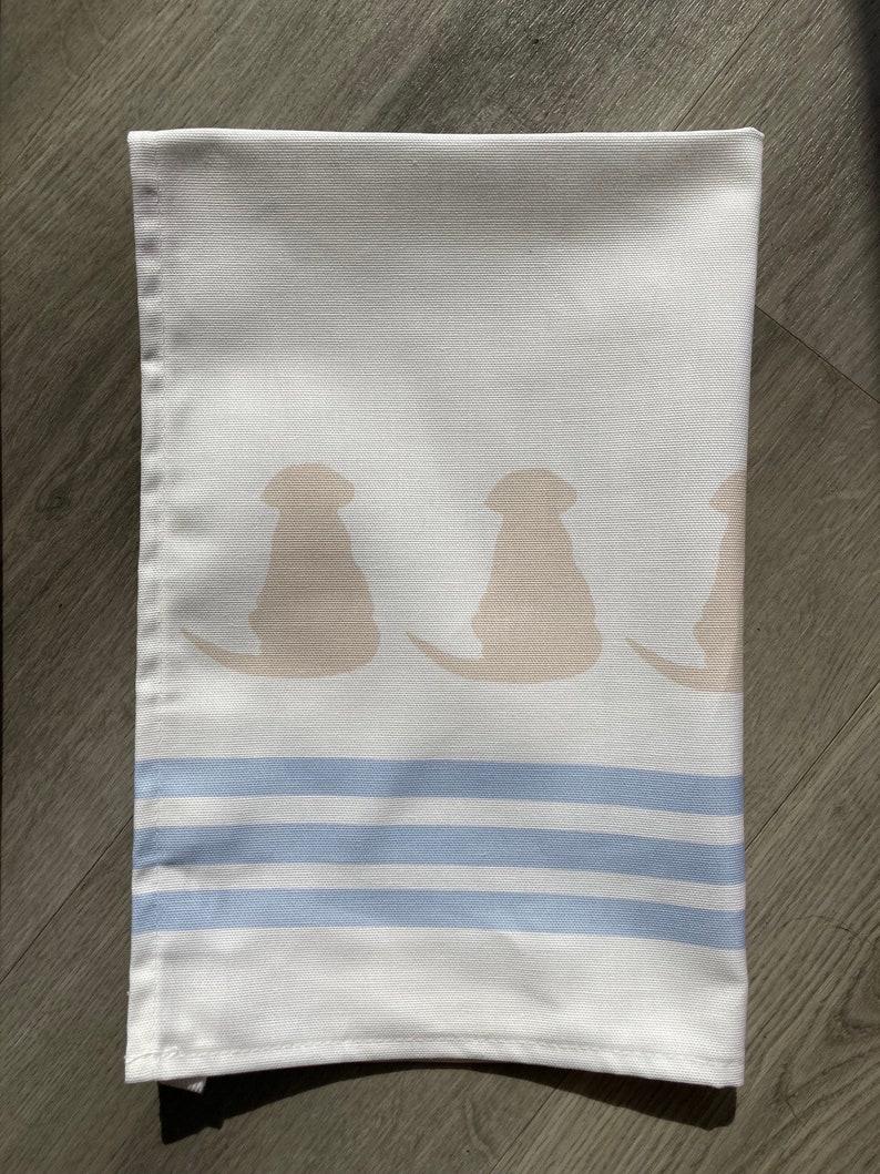 Labrador Tea Towel: White Cotton with Yellow Puppy Motif image 4
