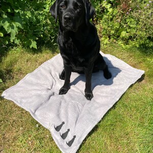 Silver Grey Dog Blanket: Embroidered Labrador Puppy Throw image 3