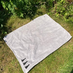 Silver Grey Dog Blanket: Embroidered Labrador Puppy Throw image 7