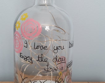 Personalised glass bottle with lights