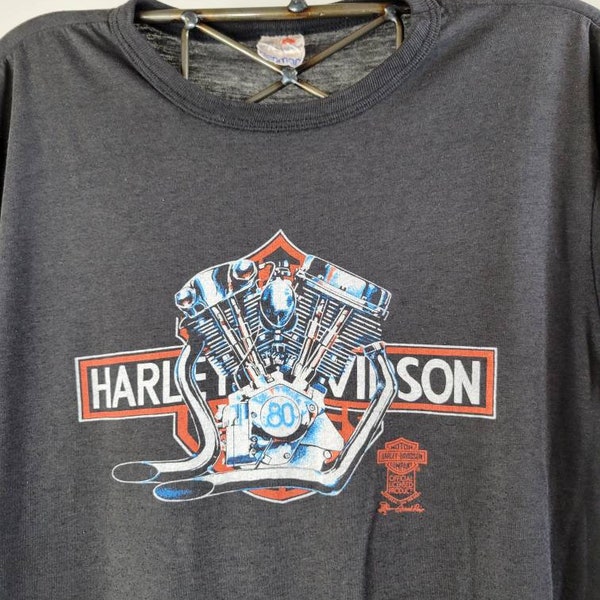 70's to 80's M Rocky's Harley Davidson Shirt. London, Ontario. Made in Canada. Penmans Tag.