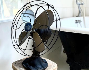 Vintage Emerson Electric 12 Desk Fan – Working Metal Industrial Fan – St. Louis Americana