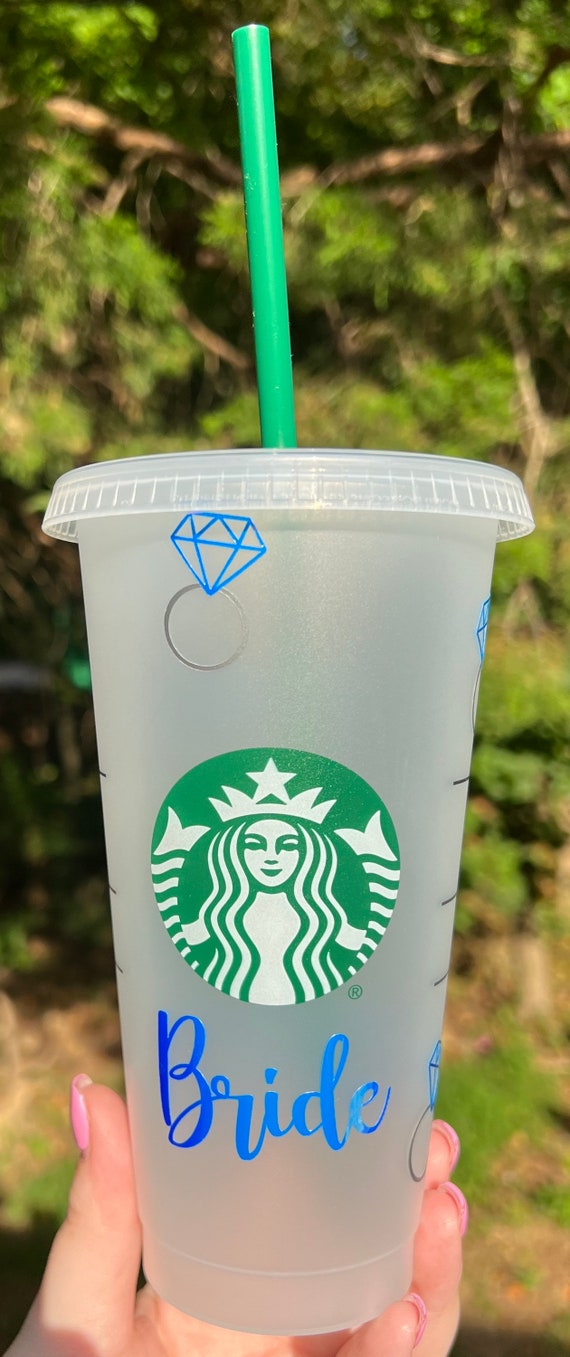 Bride Halographic Reusable Starbucks Cup | Cold Cup | Bridal Gift | Gift |  Personalized | Ring