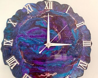 Beautiful Geode Galaxy/Cosmos Resin Wall Clock | Homeware, Home Décor, Luxury Décor, Wall Art, Resin Art, Epoxy Wall Art, Handmade