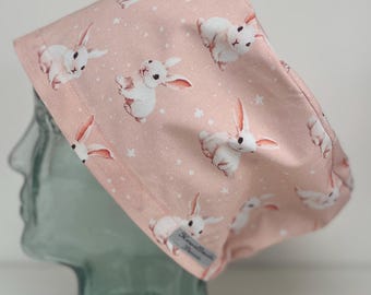 White Rabbit Design Surgical Theatre Scrub Hat Cap: Cotton Handmade in UK