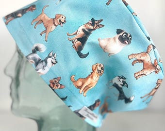 Dog Show Design Surgical Theatre Scrub Hat Cap: Cotton Handmade in UK