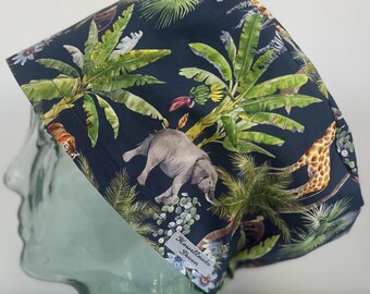 Casquette Midnight Safari Design pour théâtre chirurgical : coton fait main au Royaume-Uni