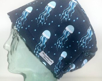 Electric Oceans Design Surgical Theatre Scrub Hat Cap: Cotton Handmade in UK