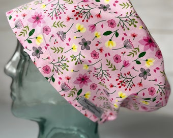 Casquette Spring Garden Design pour théâtre chirurgical : coton. Fait main au Royaume-Uni