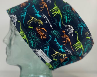 Jurassic Discoveries Design Surgical Theatre Scrub Hat Cap: Cotton Handmade in UK