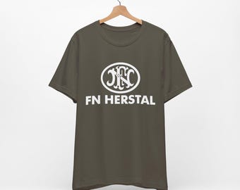 FN Herstal Logo T-Shirt | Schusswaffe Hersteller Shirt, Militär Waffen