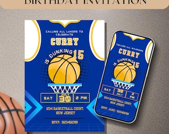 Editable Basketball Invitation for Birthday Party, Animated Video + Printable Card in 5x7 Inch, Jersey Basketball Player Party, Digital MP4