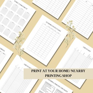 May include: Printable wedding planning checklist and forms. Includes a table assignment sheet, vendor contact list, guest list, and wedding timeline checklist.  Print at home or at a nearby printing shop.