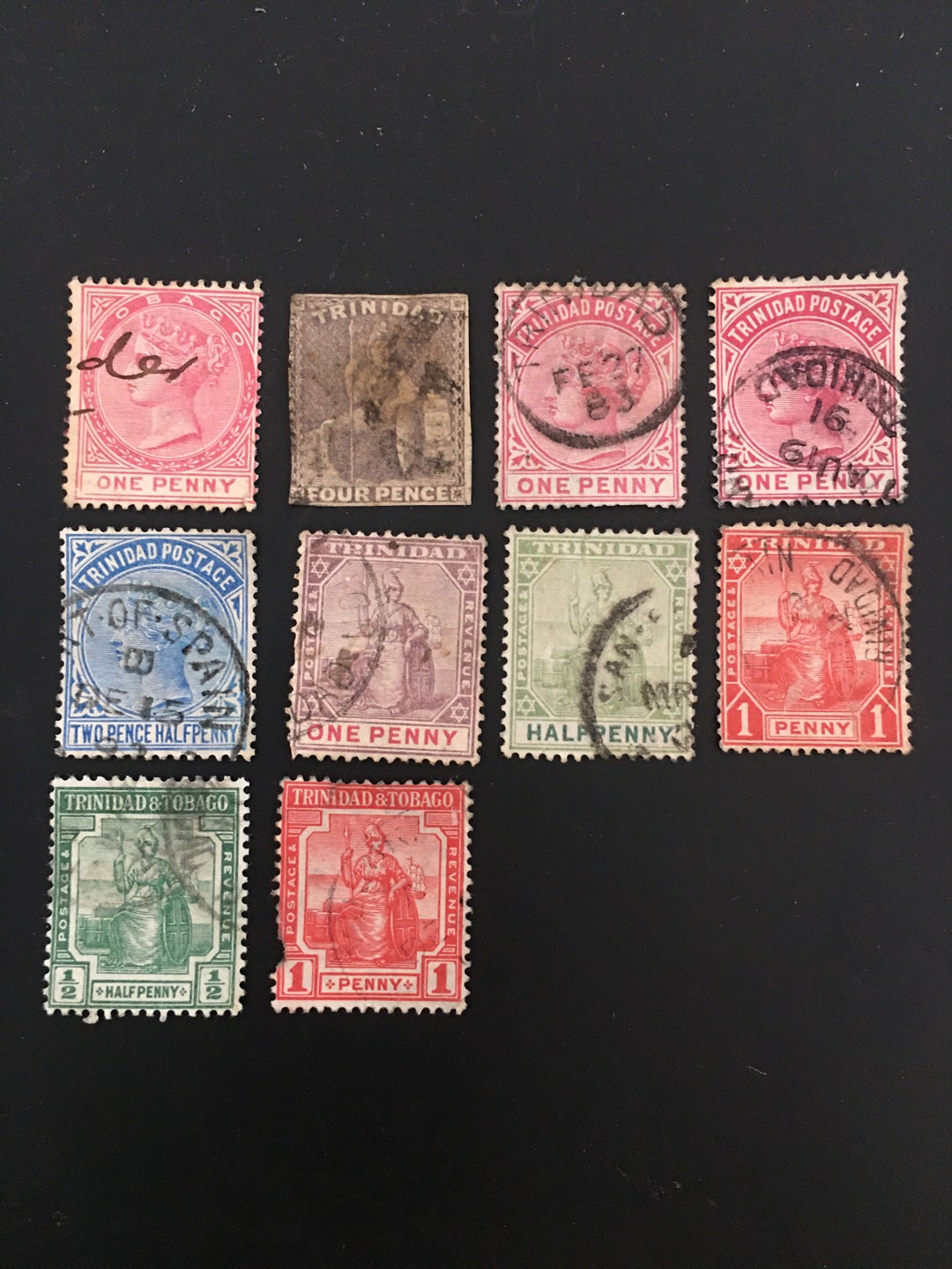 1879-1906 Vintage Postage Stamps Trinidad Tobago Britannia Queen ...