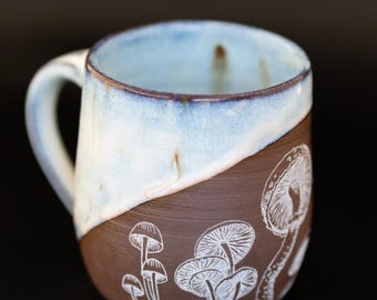 Handmade Mushroom Ceramic Mug – Woodland Cottagecore Tea Mug, Rustic Artisan Pottery Gift