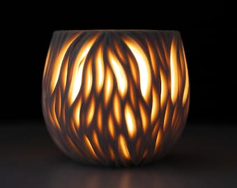 Hand-Carved Porcelain Luminary – Warm, Ambient Candle Holder - 3