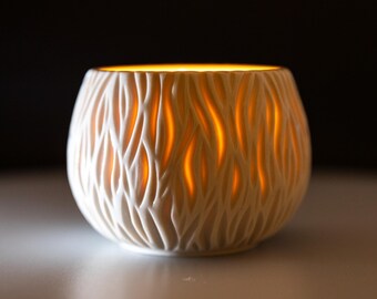 Hand-Carved Porcelain Luminary Cup – Ambient Candle Holder, 10 oz