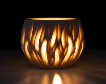 Hand-Carved Porcelain Luminary – Warm, Ambient Candle Holder - 7