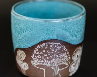 Handmade Mushroom Ceramic Mug – Woodland Cottagecore Tea Mug, Rustic Artisan Pottery Gift